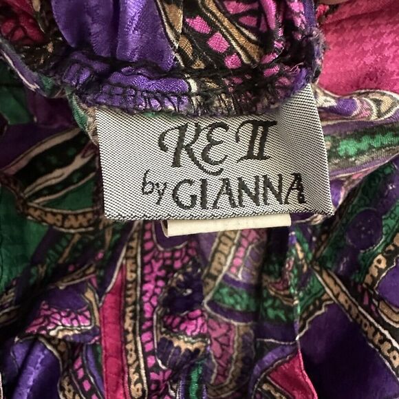 Gianna Womens Vintage 90s Midi Skirt Size 12 Purple Pink Paisley Pleated Satin - Picture 5 of 10